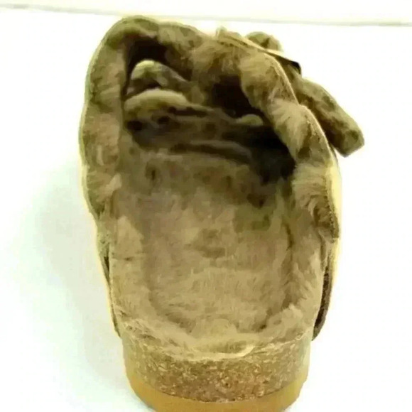 Genuins Faux Fur Lined Double Band Suede Slippers - Picture 5 of 12